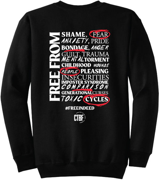 “Free in Christ” Crewneck Sweatshirt (Front and Back Design)