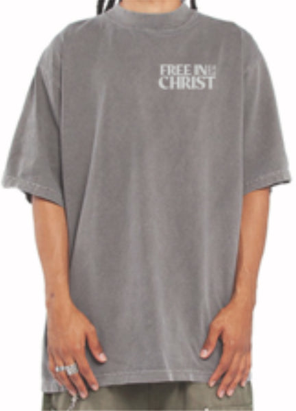 “Free in Christ” Oversized Tee (Cement Grey) - IN STOCK NOW