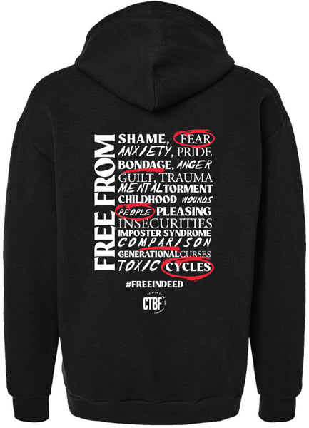 “Free in Christ" Pullover Hoodie (Front and Back Design) - IN STOCK NOW