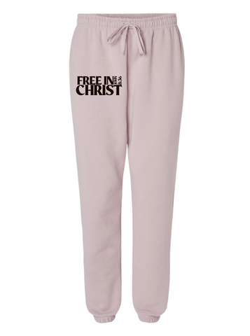 (COMING SOON) “Free in Christ" Blush Jogger Pants (Black Ink)