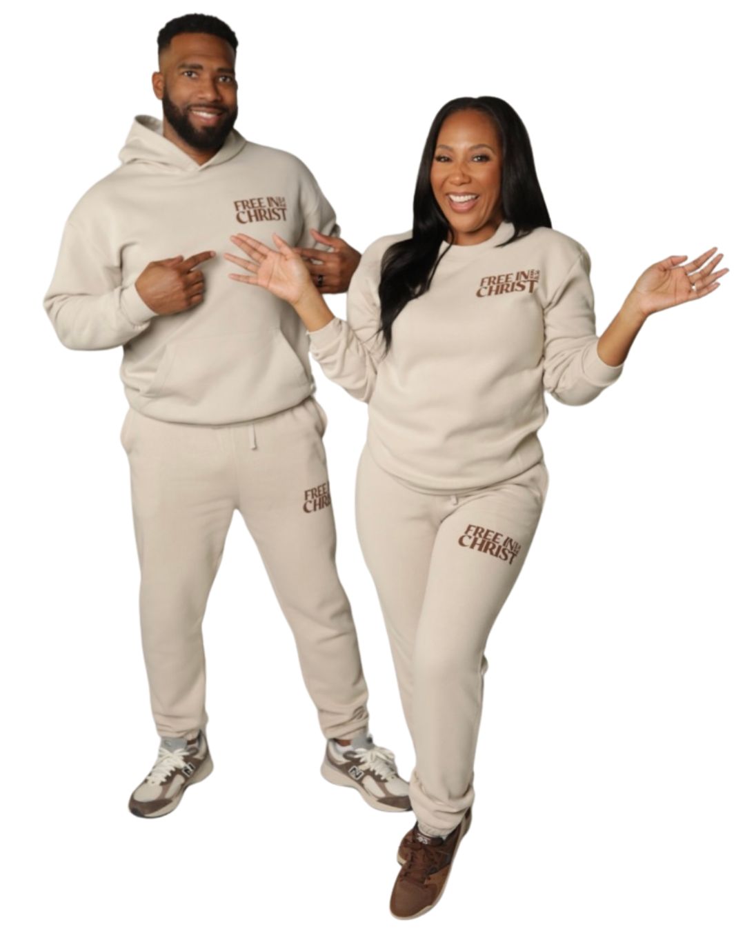 (PRE-ORDER) “Free in Christ” Cream Unisex Hoodie (Brown OR Black Ink)