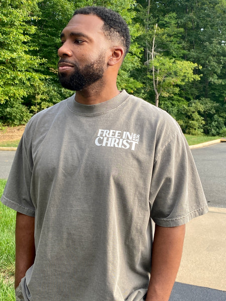 “Free in Christ” Oversized Tee (Cement Grey) - IN STOCK NOW