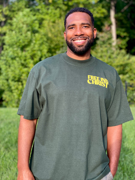 “Free in Christ" Oversized Tee (Moss Green) - IN STOCK NOW