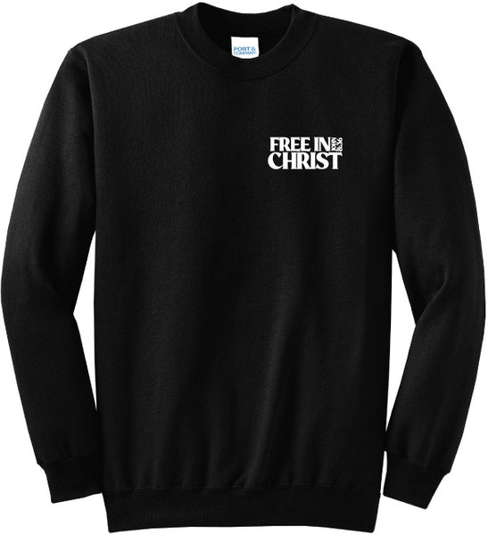 “Free in Christ” Crewneck Sweatshirt (Front and Back Design)