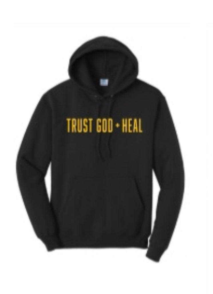 TRUST GOD MEN S HOODIE Black w Gold Created to be Free Apparel